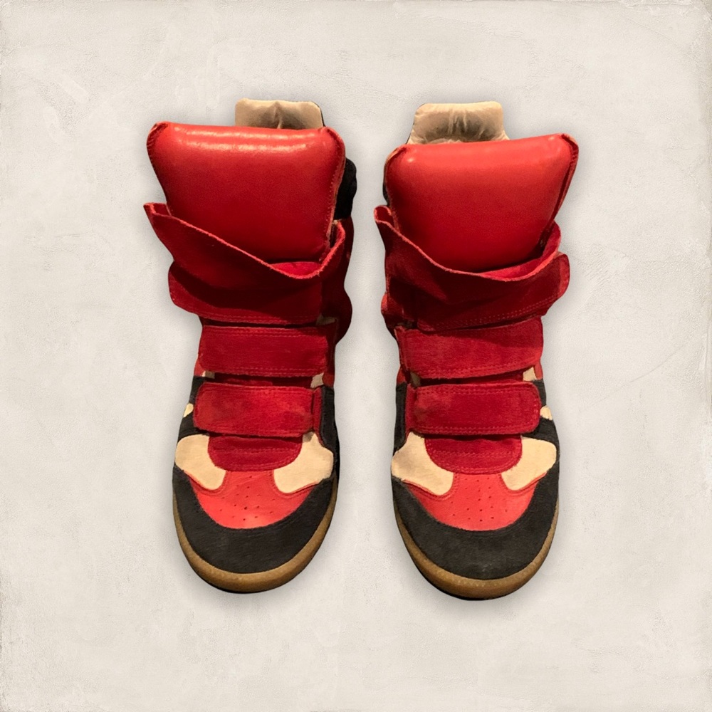 Isabel Marant Bekett Sneaker (Red, Navy, Cream)